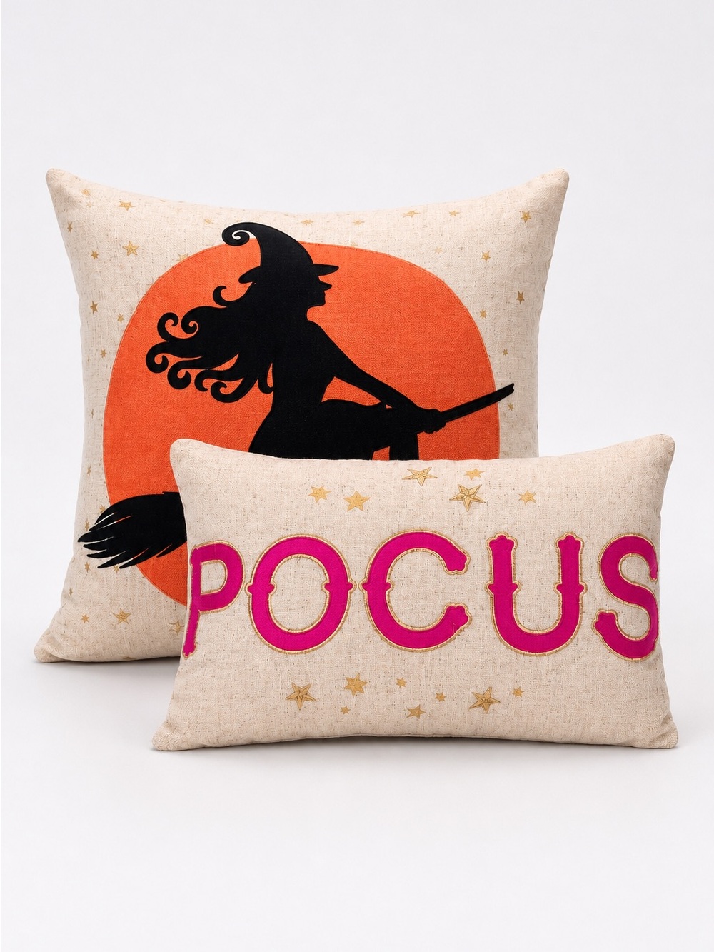 Hocus Pocus Inspired Halloween Pillow Set | Witch Silhouette & reversible lumbar